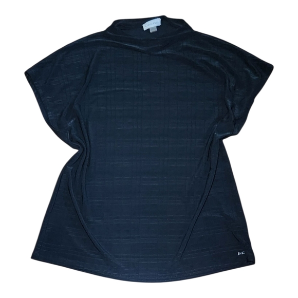 Calvin Klein Tops - Calvin Klein Black Textured Mock Neck Top XL Minimalist Quiet Luxury